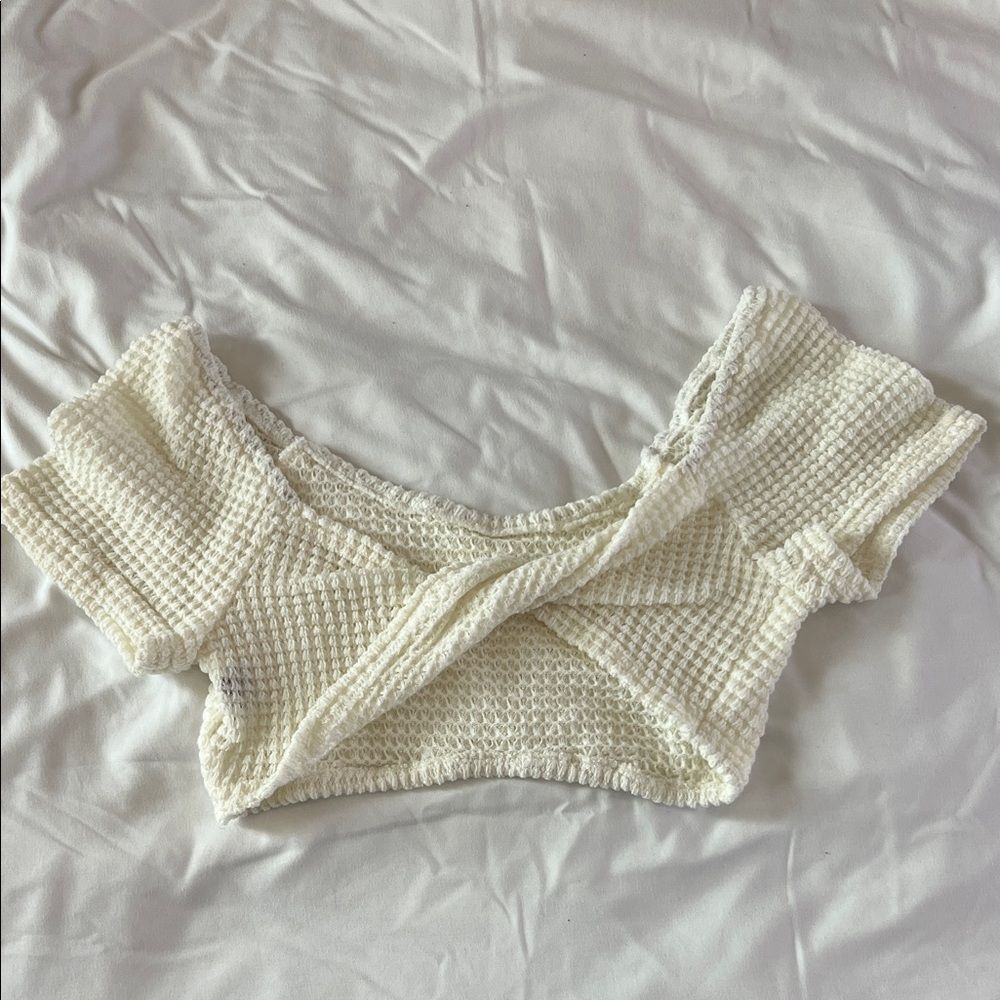 Chic Vintage Waffle Knit Reversible Crop Top